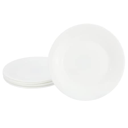 Gibson Ultra White Shadow 6 Piece 7 Inch Opal Glass Dessert Plate Set in White 142395.01