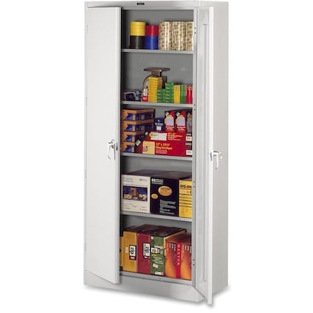 Tennsco Shelving Storage Cabinet, 78 in H, 36 in W, Swing, Keyed, Light Gray, 5 Shelves, 0 Drawers 7818LGY