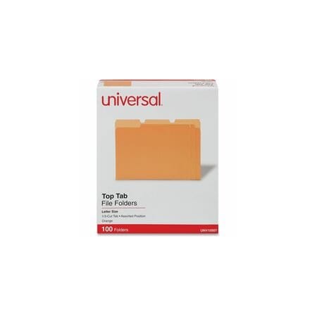 Universal Top Tab File Folder 9-5/8" x 11-3/4", Orange, 100PK UNV10507