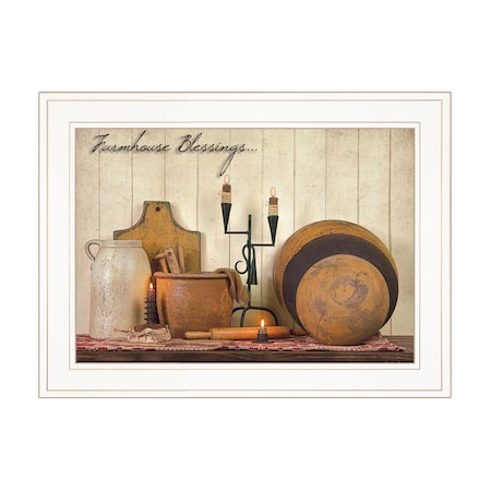 Homeroots Farmhouse Blessings 2 White Framed Print Kitchen Wall Art 406735