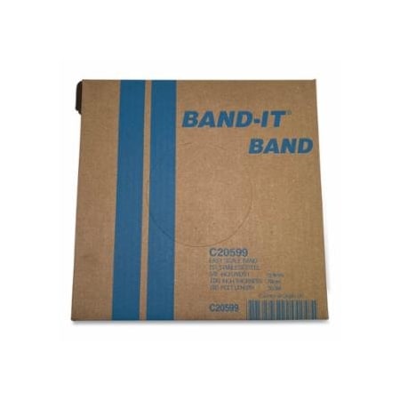 Band-It Stainless Steel Band, 5/8 in W x 0.030 in Thick x 100 ft L, SS 201 080-C20599