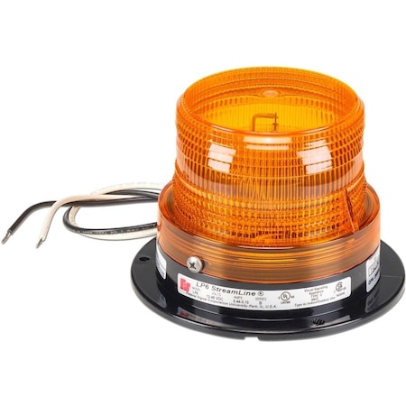 Federal Signal Warning Light, Amber, Strobe Tube, 120V AC, 65, 95 FPM, 5 in Dia., Surface LP6-120A
