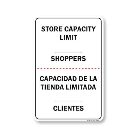 Signmission PSA, Store Capacity Limit Shoppers Spanish, 18in X 12in Peel And Stick Wall Graphic, RD-1218-25439 OS-NS-RD-1218-25439