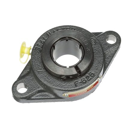 Sealmaster Mounted Cast Iron Two Bolt Flange Ball Bearing - 52100 Bearing Steel, Black Oxided - Concentric Lock SFT-20RT
