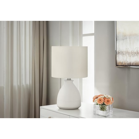 Monarch Specialties Lighting, 17 in.H, Table Lamp, Cream Ceramic, Ivory / Cream Shade, Modern I 9741