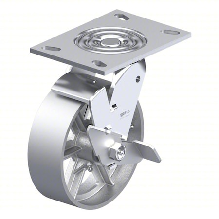 Zoro Select Plate Caster, Swivel, Iron, 6 1/2"H P21S-C050R-16-WB