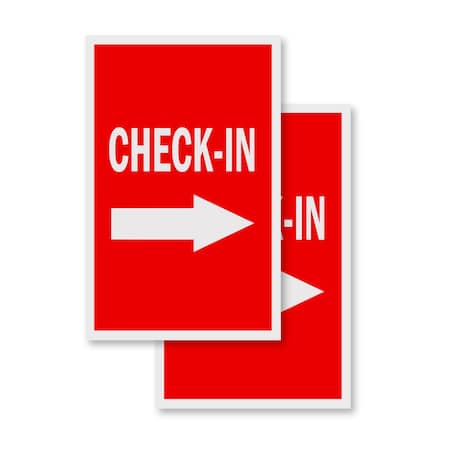 Signmission Check-in With Arrow, Vinyl Decals Only 24 Inch x 36 Inch, Vinyl Decal, 2PK DSB-2436-2PACK-Check-in With Arrow