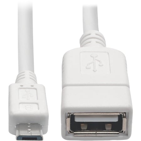 Tripp Lite Micro USB-B to USB OTG Host Adapter Cable On the Go White M/F 6" U052-06N-WH