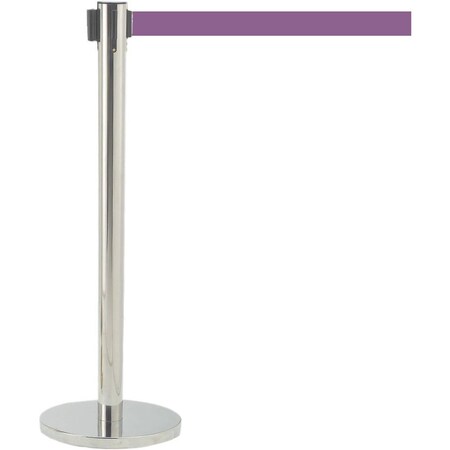 Aarco Form-A-Line System w/ 7' Slow Retracting Belt, Satin Finish w/ Purple Belt HS-10PU
