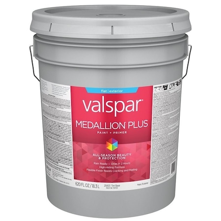 Valspar Medallion Plus 2500 Latex Paint, Acrylic Base, Flat Sheen, Tint Base, 5 gal, Plastic Pail 028.0025003.008