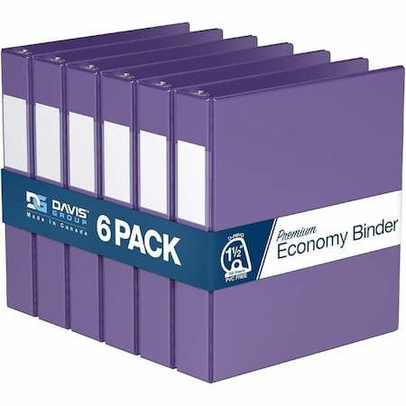 Davis Group Premium Economy, Angle D Ring, Binder, (Purple, 1.5"), PK6 2302-69-06