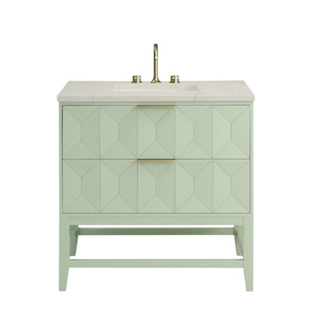 James Martin Vanities Emmeline 36" Single Vanity, Pistachio, w/ 3 CM Siberian Silestone Top D100-V36-PST-3SFR