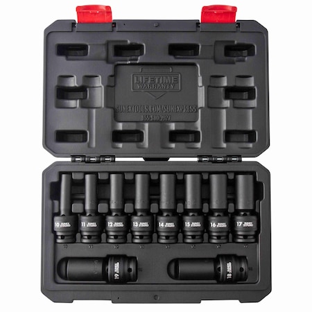Sunex 1/2 in Drive Metric 6 Point Deep Universal 10-Piece Impact Socket Set 2658