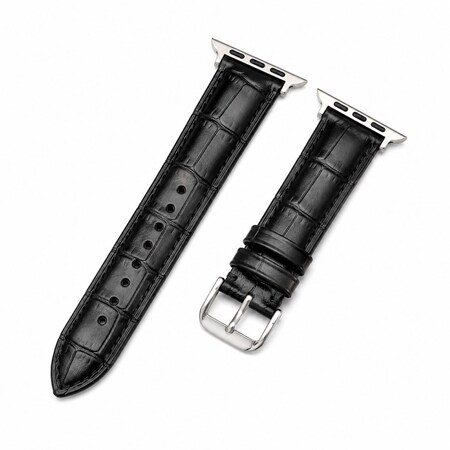 Elegani Alligator-Embossed Leather Watch Replacement Band Compatible with Apple Watch 41mm, Black LSHQ-BLK-41mm