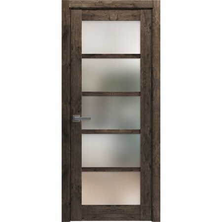 Sartodoors Solid French Door Frosted Glass Oak 32x80 Solid Core Modern Interior QUADRO4002ID-AKA-32
