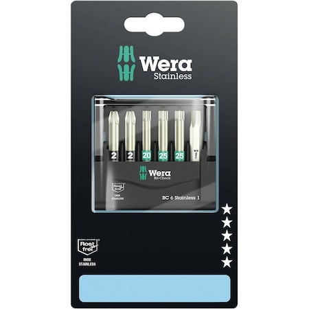 Wera Bit-Check 6 Stainless 1 SB, 6 pieces 5073634001
