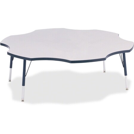 Jonti-Craft Berries Six Leaf Activity Table, 60 in., E-height, Freckled Gray/Navy/Gray 6458JCE112