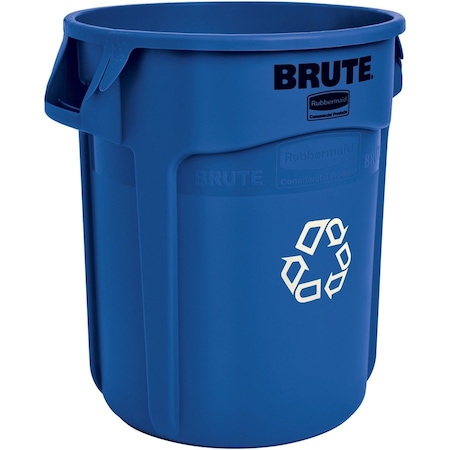 Rubbermaid Round Multi Purpose Recycling Can, Blue, Plastic FG262073BLUE