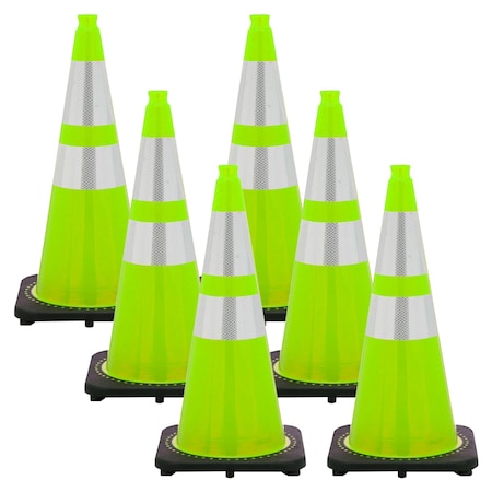 Mr. Chain 28" Safety Green Reflective Traffic Cones (6-Pack) 97577-6