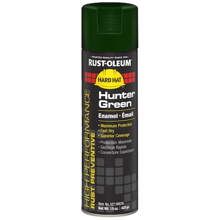 Rust-Oleum Rust Preventative Spray Paint, Hunter Green, Gloss, Solvent, 15 oz V2138838