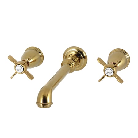 Kingston Brass Double-Handle Wall Mount Bathroom Faucet, Brushed Brass KS7127BEX