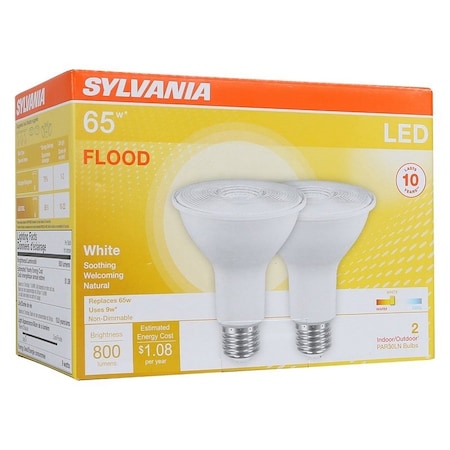 Sylvania LED Bulb, FloodSpotlight, PAR30 Lamp, 65 W Equivalent, E26 Lamp Base, Clear, Warm White Light 79280