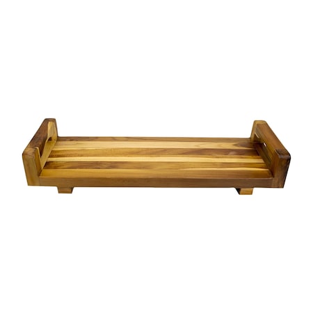 Homeroots 29"W Natural Teak Bath Tray and Seat with Handles 376659