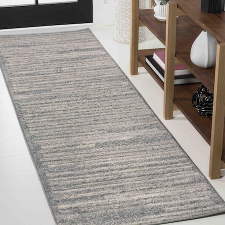Jonathan Y Khalil Modern Berber Stripe Gray/Cream 2 ft. x 8 ft. Runner Rug MOH207G-28