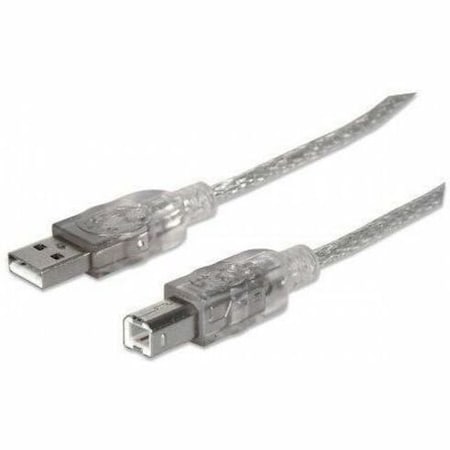 Manhattan Hi-Speed USB 2.0 A Male to B Male Device Cable, 6', Translucent Silver 333405