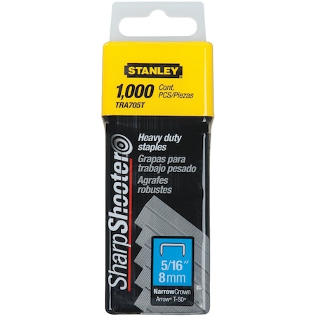 Stanley SharpShooter Heavy-Duty Narrow Crown Staple 5/16'', 1000PK TRA705T