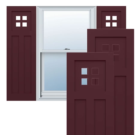 Ekena Millwork True Fit PVC San Antonio Mission Style Fixed Mount Shutters, Wine Red, 15W x 51H, PR TFP001ST15X051WR
