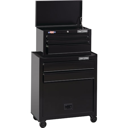 Craftsman 1000 Series Tool Chest & Rolling Cabinet, 5 Drawer, Black, 27 in W x 14 in D x 44-1/4 in H CMST22653BK