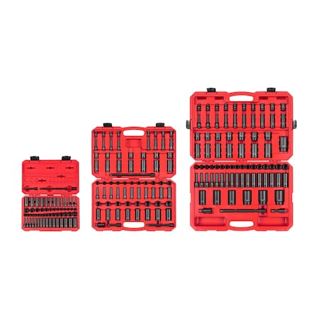 Tekton 1/4", 3/8", 1/2" Drive Impact Socket Set, SAE, Metric, 211 pcs SID99404
