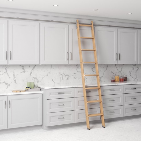 Quiet Glide 8.06 ft. Red Oak No Wheel Satin Nickel Hook Removable Ladder, 12 ft. Rail QG.330-8RO-12-H.02