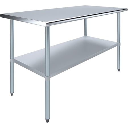 Amgood 36 in. x 60 in. Stainless Steel Table, Metal Utility Kitchen Prep Work Table, NSF AMG WT-3660-Z