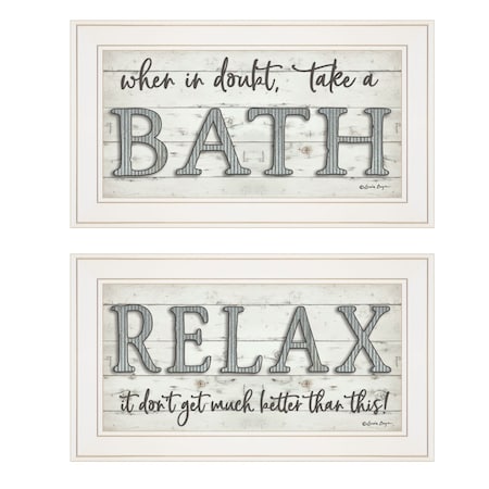 Homeroots Set Of Two Bath Relax 1 White Framed Print Bathroom Wall Art, 2PK 407098