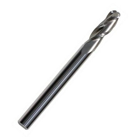 Monster Tool 3 Flute Regular Length End Mill, Single End Ballnose, 1/2in diameter, Bright Finish 222-001210