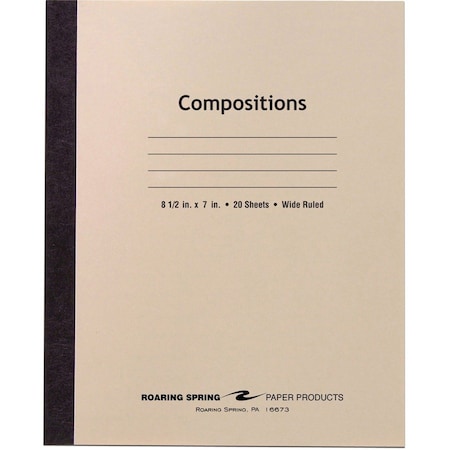 Roaring Spring Paper Products STITCHED COMPOSITION BOOK, WIDE RULE, 8-1/2 X 7, WE, 20 SHEETS/PAD 77340