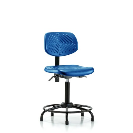 Blue Ridge Ergonomics Poly Chair Round Tube Base, Med Bench, Glides, Blue BR-PMBCH-RT-T0-A0-RG-BLU