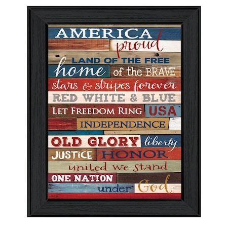 Homeroots America Proud 1 Black Framed Print Wall Art 405181
