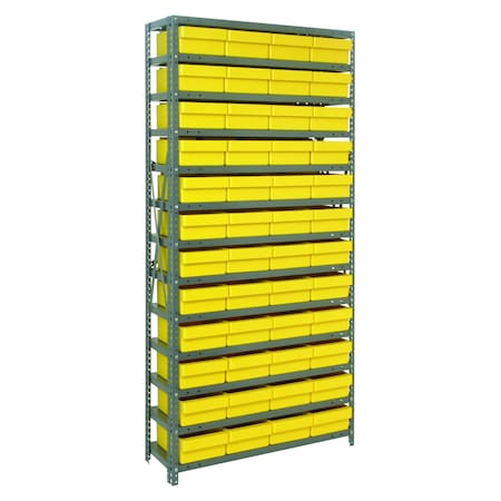 Quantum Storage Systems 13 SHELF OPEN UNIT W/48 YELLOW BINS 1875-606YL