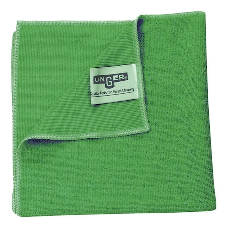 Unger Microfiber Cloth Wipe 15" x 16", Green, 10PK MF400