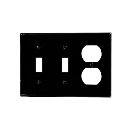 Leviton Combination Wallplate, Standard Size, Gang 3, Black 80721-E