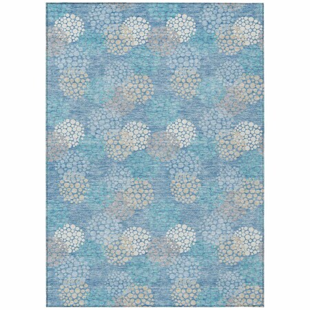 Homeroots 5' X 8' Sky Blue Gray And Ivory Polka Dot Washable Indoor Outdoor Area Rug 594281