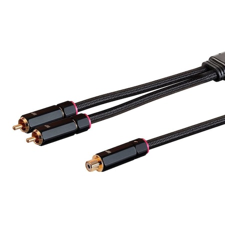 Monoprice Onix Series - 2-Male to 1-Female RCA Y-Adapter_ 12in_ Black 38079