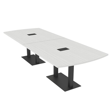 Skutchi Designs Arc Rectangle Meeting Room Table, 45 in W, 144 in L, White HAR-AREC-48x144-DOU.BK-WA7976-EBLK