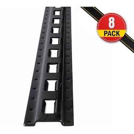 Mytee Products 5Ft Black Powder Coated Bolt-On Vertical E Track Rail for Trailers & Trucks, 8PK ETKV5-BLKx8