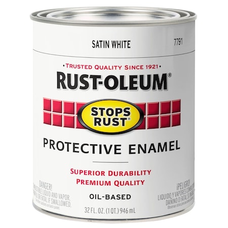 Rust-Oleum Rust-Oleum Stops Rust Brush Paint, White Satin Quart 7791502