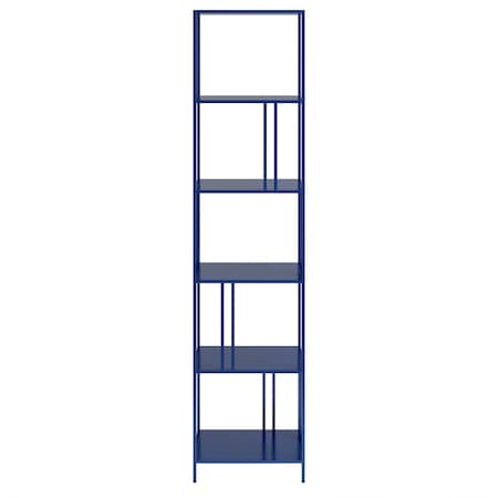 Homeroots 76" Blue Metal Five Tier Etagere Bookcase 527561
