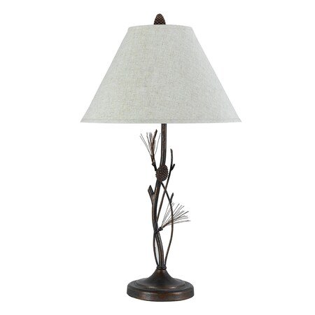 Homeroots 32" Rust Metal Table Lamp With Gray Empire Shade 524753